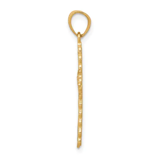 10K Gold & Rhodium Plated Diamond Cut Cross Pendant Jewelry Charm 30 x 16mm {3}