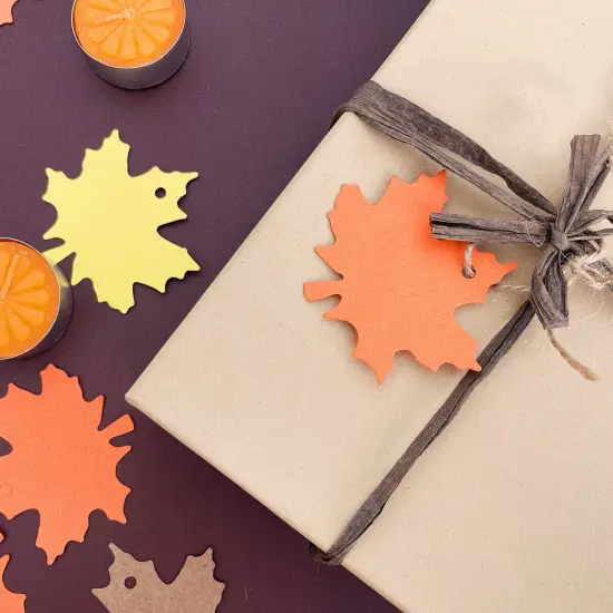 Wrapables Autumn Maple Leaves Gift Tags/Kraft Hang Tags with Jute Strings for Gift-Wrapping, DIY, Arts & Crafts, (100pcs) {6}