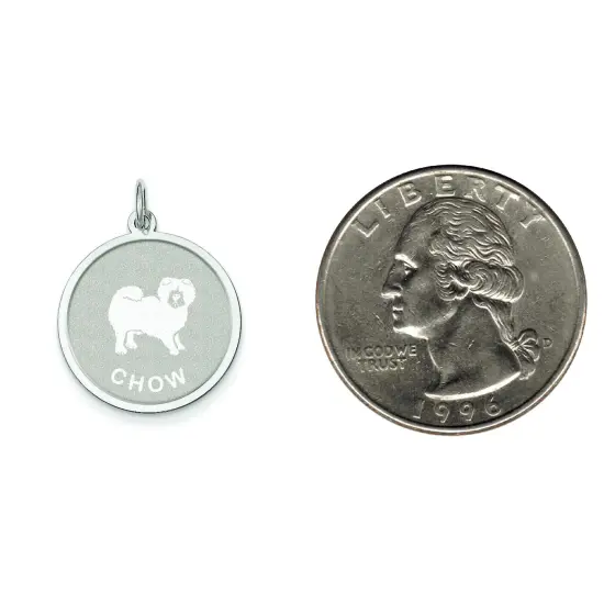 Sterling Silver Chow Disc Charm Pendant Jewelry 26mm x 19mm {2}