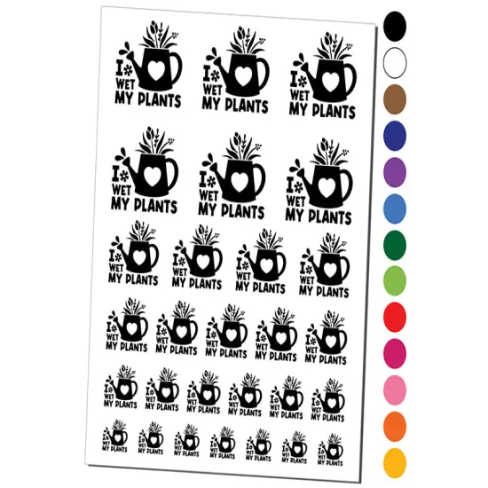 I Wet My Plants Watering Can Gardening Pun Spring Flowers Temporary Tattoo Water Resistant Fake Body Art Set Collection Orange {1}