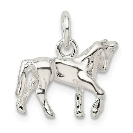 Sterling Silver Horse Charm Jewelry Animal Jewelry 19mm x 16mm {5}
