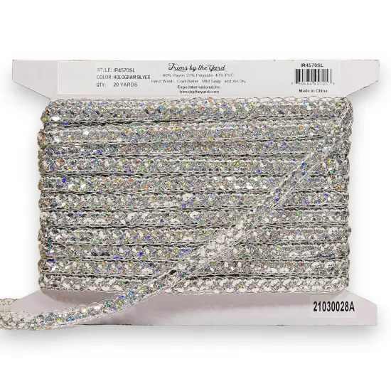 100yards of Thea Sequin Braid Cord Trim | 100 yard cut Silver {3}