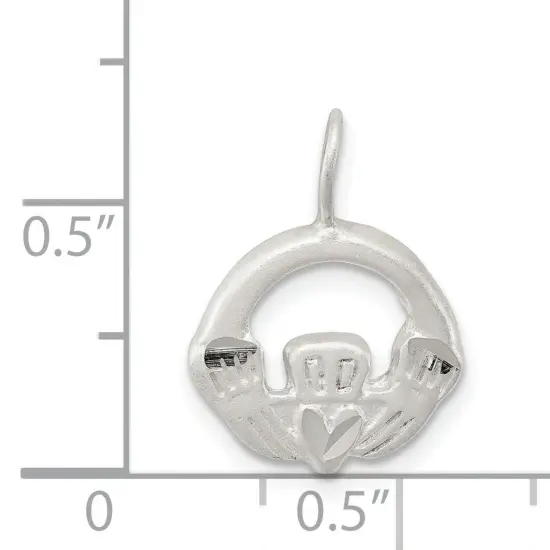 Sterling Silver Claddagh Charm Pendant Irish Jewelry 19mm x 14mm {5}