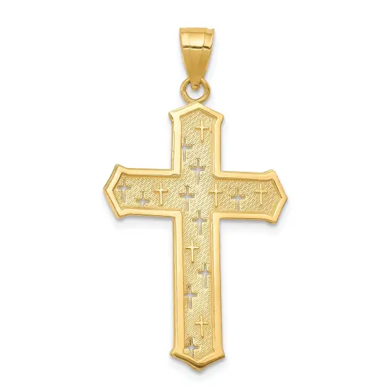 10K Gold Passion Cross Pendant Charm Jewelry 35mm x 21mm {1}