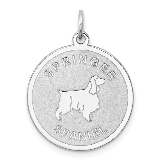 Sterling Silver Springer Spaniel Disc Charm Pendant Jewerly 26mm x 19mm {1}