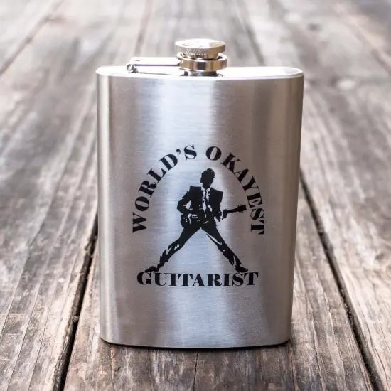 8oz World's Okayest Guitarist Stainless Steel Flask {2}