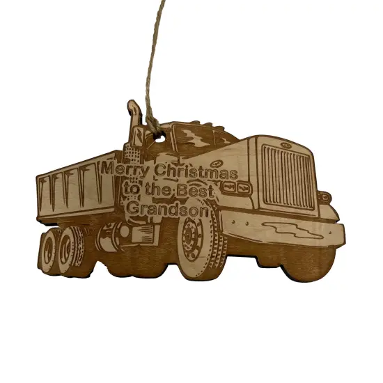 Merry Christmas to the best Grandson Dump Truck - Ornament {1}