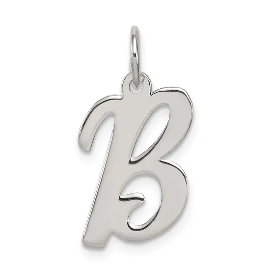 Sterling Silver Medium Script Initial Letter B Charm Jewerly 18mm x 11mm {1}