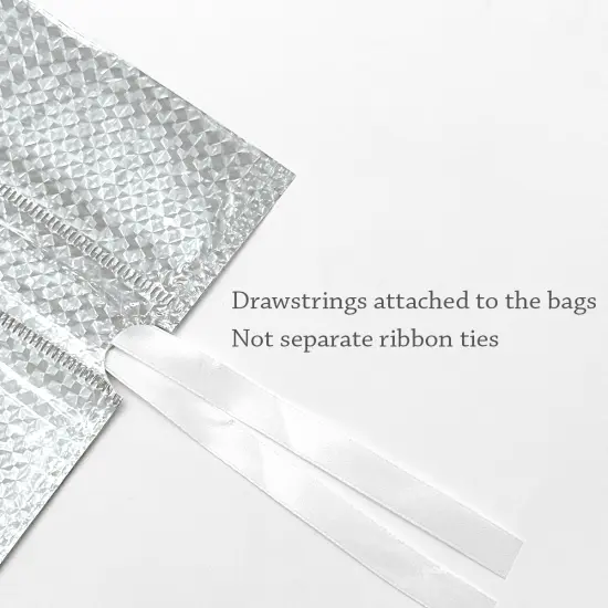 Wrapables Aluminum Foil Christmas Holiday Drawstring Gift Bags for Party Favors, Goodie Bag, Treats, Gift Wrap, Parties (of 6) XL Red White {6}