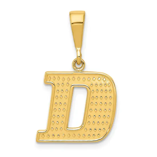 14K Yellow Gold Initial D Charm Letter Pendant Jewelry 26mm x 15mm {1}