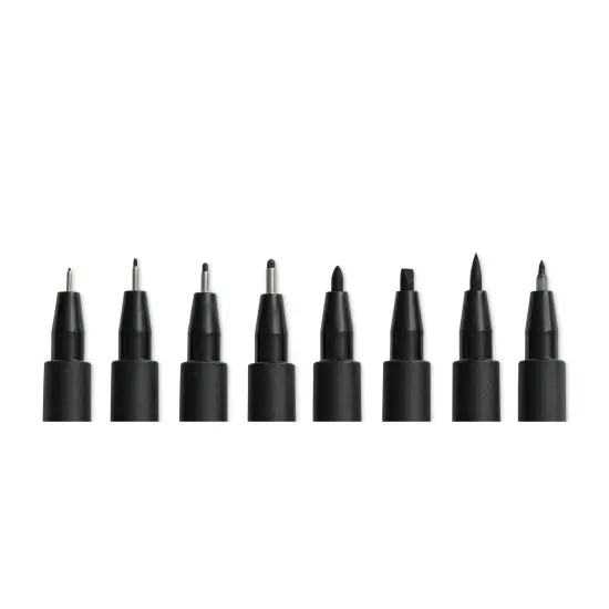 Faber-Castell Pitt Artist Pens- Black, Set of 8, Assorted Nibs {1}