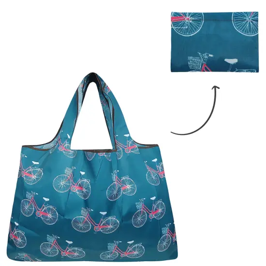 Wrapables Large Foldable Tote Nylon Reusable Grocery Bag Biycycles {3}