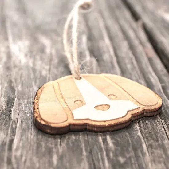 Ornament - Cute Puppy - Raw Wood 3x2in {2}