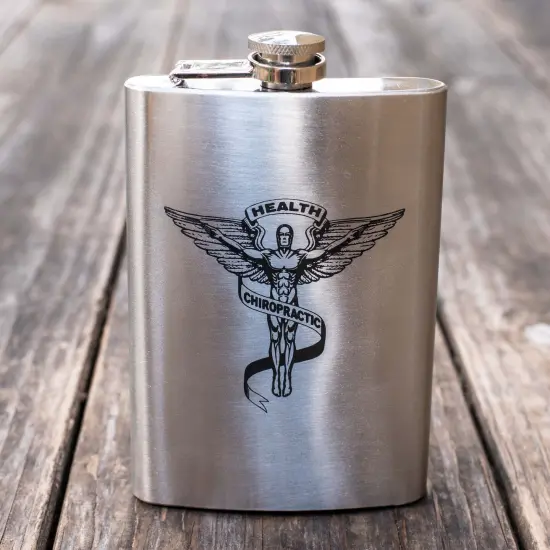 8oz Chiropractic Stainless Steel Flask {2}