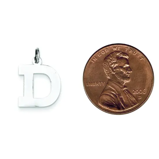 Sterling Silver Initial D Charm Jewerly 19mm x 13mm {2}