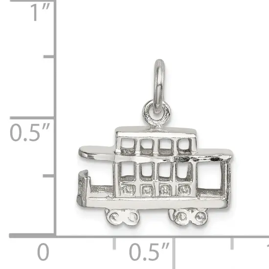Sterling Silver Trolley Charm Jewelry San Francisco 14mm x 18mm {6}