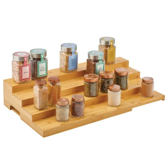 mDesign Bamboo Adjustable, Expandable Spice Rack Organizer {1}