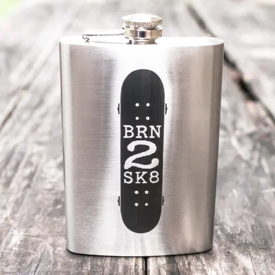 8oz Born 2 Skate Stainless Steel Flask {1}