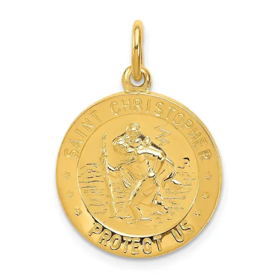 24k Gold-plated Sterling Silver Saint Christopher Medal QC5636  {1}