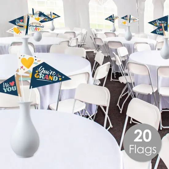 Big Dot of Happiness Happy Grandparents Day - Triangle Grandma & Grandpa Party Photo Props - Pennant Flag Centerpieces - Set of 20 {3}