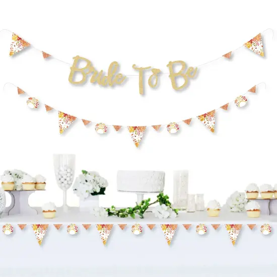 Big Dot of Happiness Fall Foliage Bride - Letter Banner Decoration - 36 Banner Cutouts and No-Mess Real Gold Glitter Bride to Be Banner Letters {3}
