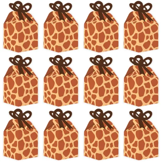 Big Dot of Happiness Giraffe Print - Square Favor Gift Boxes - Safari Party Bow Boxes - Set of 12 {6}