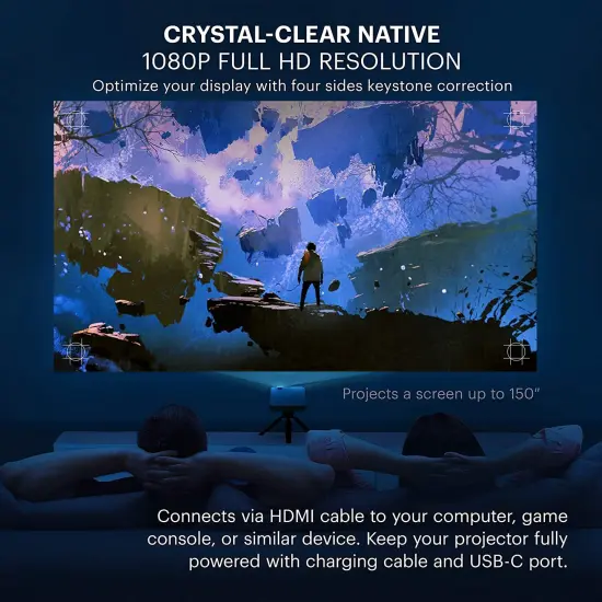 Kodak Luma 450 Portable Pico Smart Projector, 1080p Projector with WiFi And Bluetooth {2}