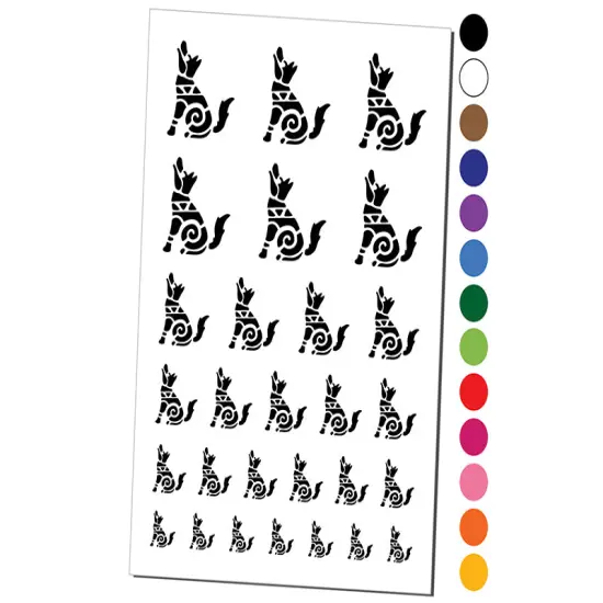 Southwestern Style Tribal Coyote Wolf Dog Temporary Tattoo Water Resistant Fake Body Art Set Collection Purple {1}