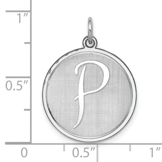 Sterling Silver Brocaded Initial Capital P Charm Jewerly 27mm x 20mm {5}
