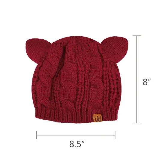 Wrapables Winter Warm Cable Knit Cat Ears Beanie Burgundy {6}