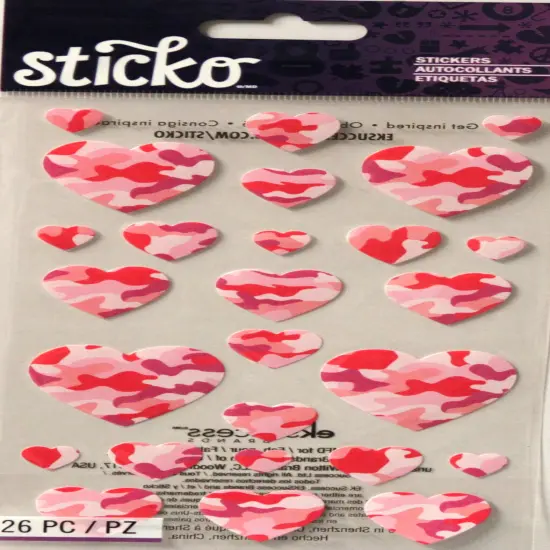 Sticko Pink Camo Hearts Stickers {1}