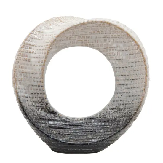 Kingston Living Ceramic Ring Shaped Tabletop Decoration - 10" - Ivory and Black {1}