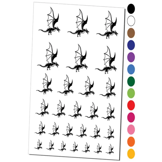 Fierce Flying Dragon Temporary Tattoo Water Resistant Fake Body Art Set Collection Hot Pink {1}