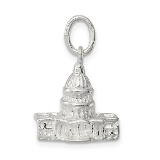 Sterling Silver Capitol Building Charm Pendant Jewelry 23mm x 15mm {1}