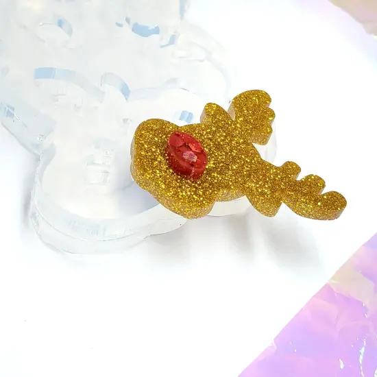Cute Reindeer Dangle Earring Mold with 3D Nose | Christmas Mold(C3) {2}
