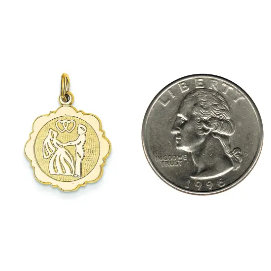 14K Gold Bride & Groom Charm Wedding Marriage Pendant Jewerly 23mm x 15mm {2}