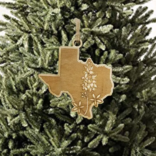 Ornament - Texas Bluebonnet - Raw Wood 3x3in {2}