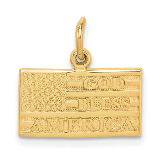 14K Gold God Bless America USA Flag Charm Pendant {1}