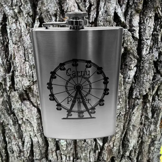 8oz Carny Power Stainless Steel Stainless Steel Flask {2}