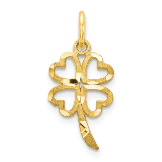 10K Yellow Gold Shamrock Charm Good Luck 4 Leaf Clover {1}