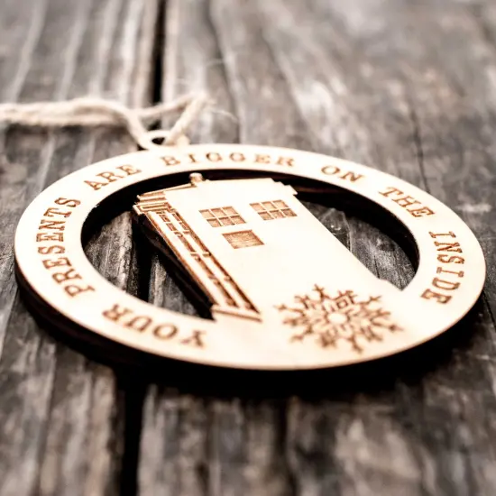 Ornament - Bigger on the Inside - Raw Wood 3x3in {2}