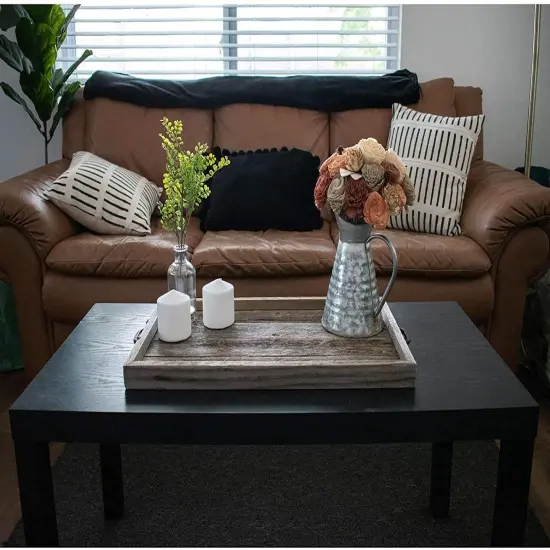 Rustic Farmhouse Large Decorative 24.5 in. x 13 in. Reclaimed Wood Breakfast Platter Tray {5}