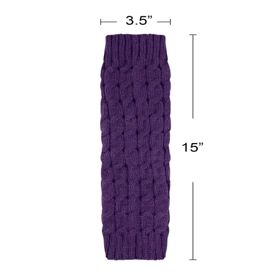 Wrapables Women's Cable Knit Leg Warmers Purple {4}
