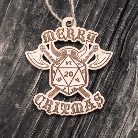 Ornament - Merry Critmas - Raw Wood 4x4in {5}