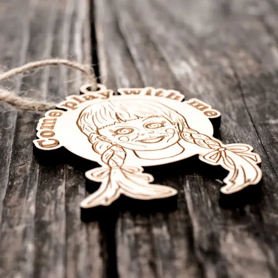 Ornament - Come Play with Me - Raw Wood 3x3in {3}