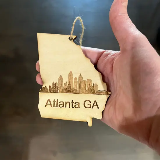 Ornament - Atlanta GA Skyline - Raw Wood Ornament {2}