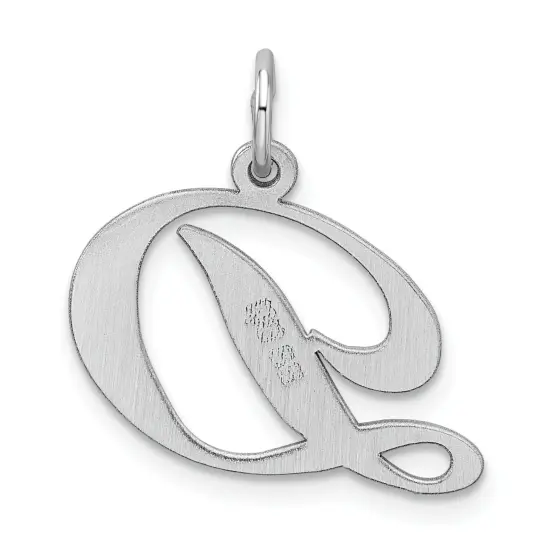 Sterling Silver Medium Script Initial Letter D Charm Jewerly 18mm x 19mm {4}