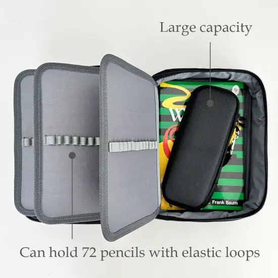 Wrapables Large Capacity 72 Slot Pencil Case for Colored Pencils, Stationery Pouch, Black {6}