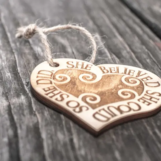Ornament - She Believed She Could so She Did - Raw Wood 3x3in {2}