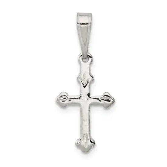 Sterling Silver Budded Cross Charm Jewerly 24mm x 11mm {1}